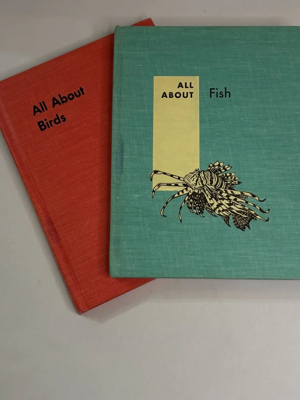 1960’s All About Birds Red &Fish Hardcover Books - Classic Bird & Fish Guide
